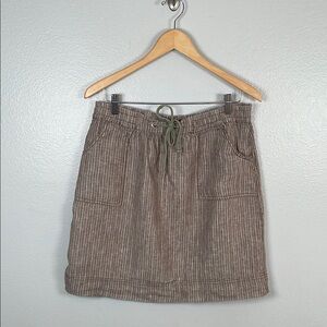 Sundance Beige with cream stripes linen drawstring waist skirt size 10